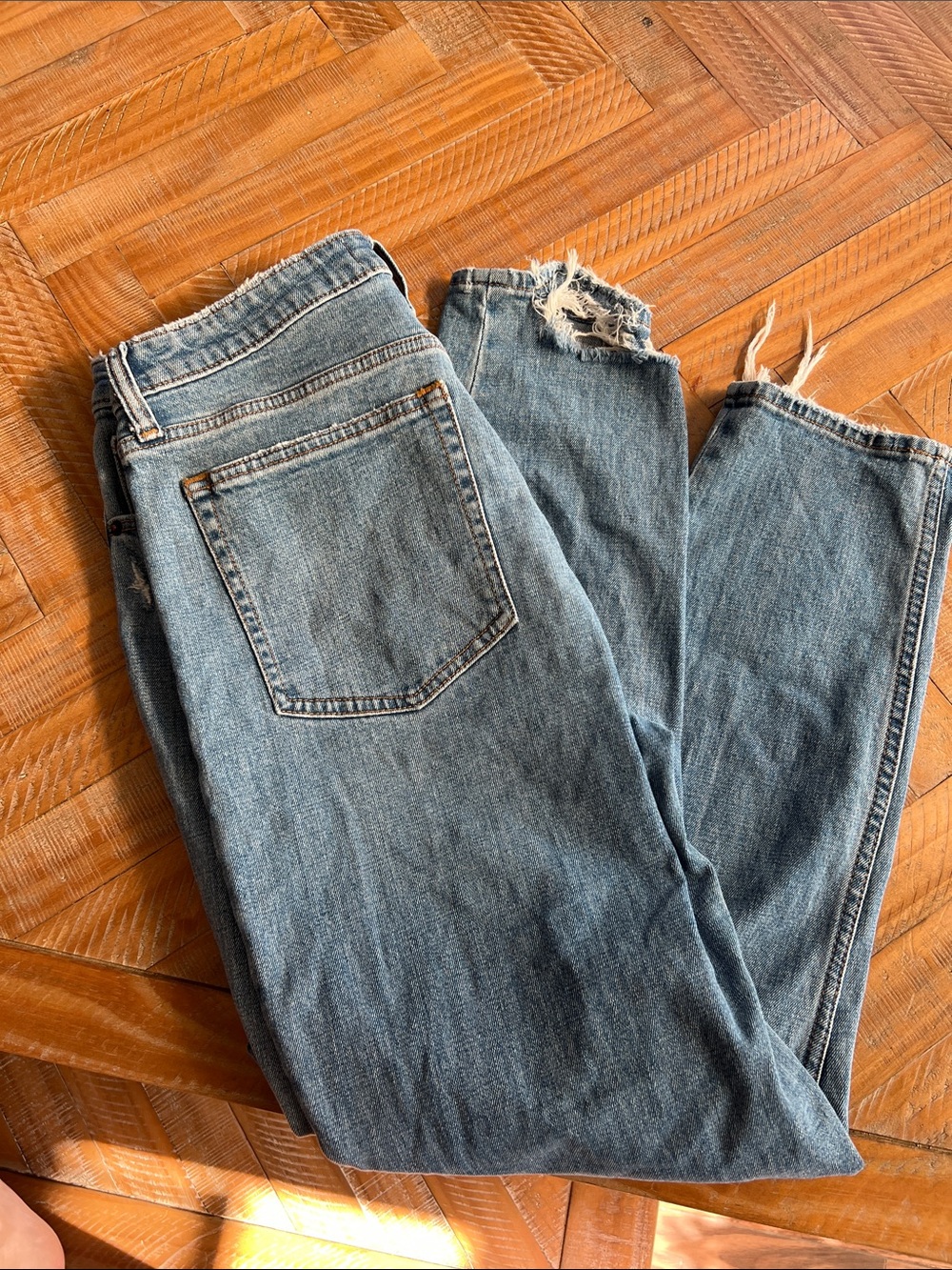 Abercrombie & fitch Light Wash Distressed Straight-Leg Jeans